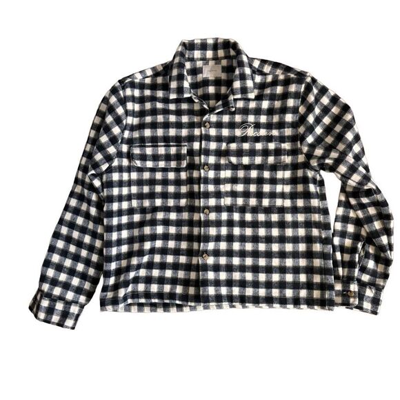 Pacsun men’s black n white plaid shacket button down shirt size medium - Picture 1 of 3